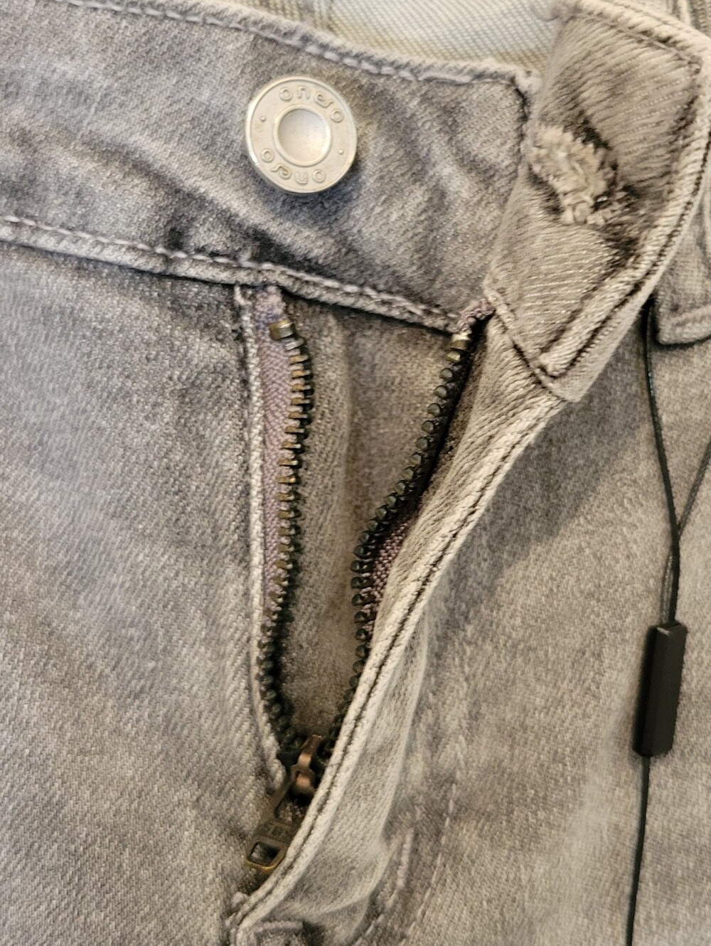 ONESO Gray Wide Leg Distressed Stretch Jeans Size 27 High Rise Denim 30" Inseam - Picture 6 of 10